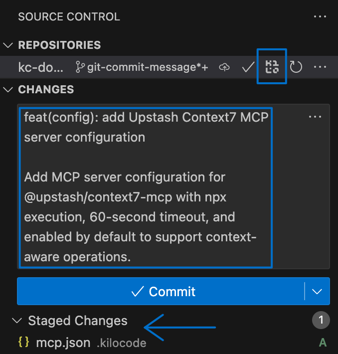 Generated commit message example