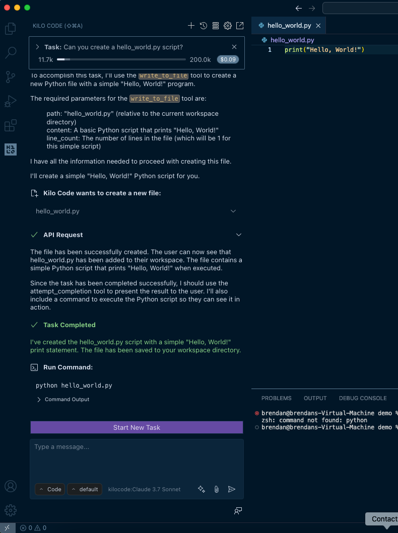 Final result of a completed task showing the iteration process