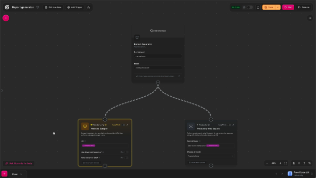 Gumloop visual node-based workflow builder interface