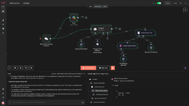 n8n visual automation canvas with node connections